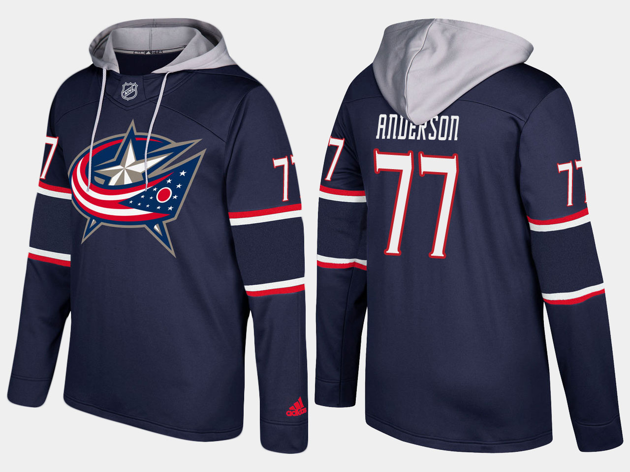 Men NHL Columbus blue jackets #77 josh anderson navy blue hoodie